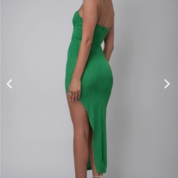 Selfie Leslie green stripe textured, lined maxi dress - Picture 3 of 4